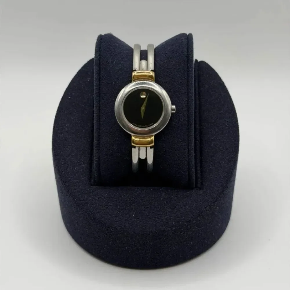 Authentic Vintage Movado Harmony Black Dial Two Tone Women's Watch 97.A1.809A